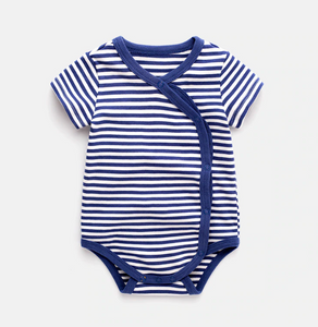 Boys Blue Striped Short Sleeve One Piece Bodysuit