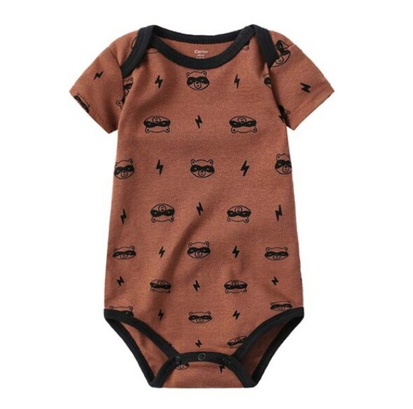 Boys Short Sleeve One Piece Raccoon Bodysuit